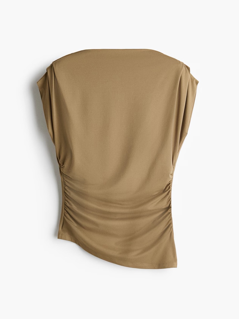 H&M Sleeveless Draped Ruched Top in Camel Brown
